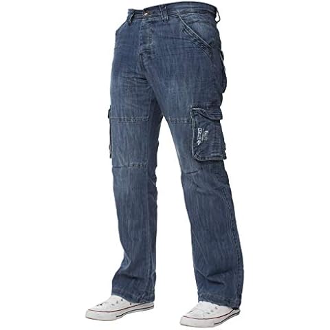 ENZO Men's Loose Cargo Combat Jeans Cover