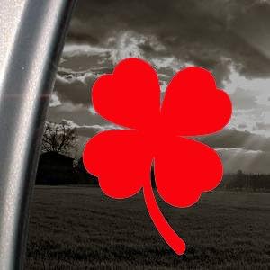 FOUR LEAF CLOVER SHAMROCK LUCK 5" (color: RED) Vinyl Decal Window Sticker for Cars, Trucks, Windows, Walls, Laptops, and other stuff.