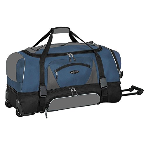 Travelers Club Adventure Travel Rolling Duffel Bag, Navy Blue, 30-Inch