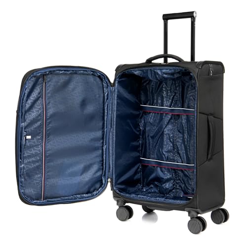 Image of Verage Luxe Toledo Set of 2 (S+M) Softsided Lightweight Spinner Wheels Luggage, Expandable Suitcase with TSA Lock & LED Flashlight, Black (20 /24)
