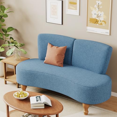ALISH 49' Small Loveseat Sofa Settee Curved Sofa Couch with Backrest and Wooden Legs...
