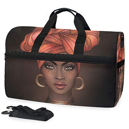 Travel Duffel Bag African American Woman Waterproof Lightweight Luggage bag for Sports, Gym, Vacation