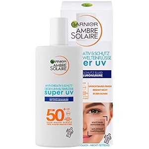 Garnier Antioxidatives Super UV-Sonnenschutz-Fluid mit LSF 50+, Leichte und nicht fettende Sonnencreme mit Hyaluronsäure…