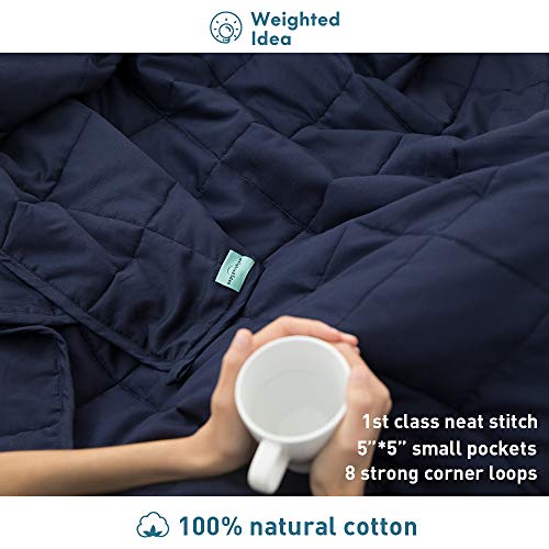 Weighted Idea Weighted Blanket Adults 17 lbs (60''x80'', Soft Fabric, Navy Blue)