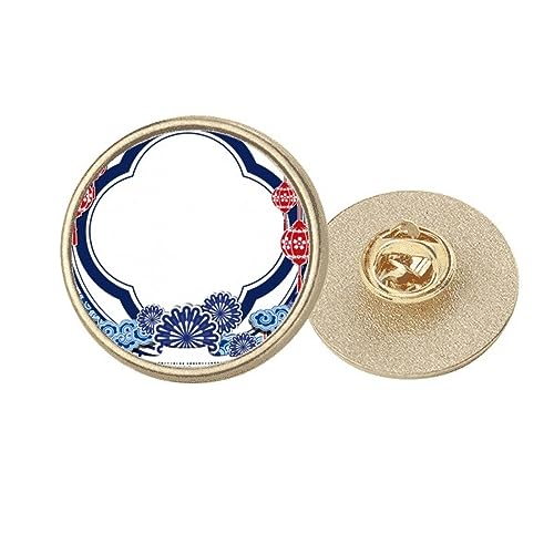 Broche culture chinoise dorée et fleur bleue le cadeau idéal taille M