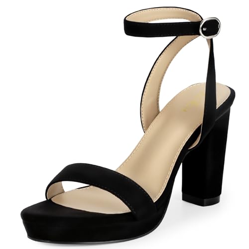 Image of ZriEy 4-Inch Platform Clear High Heels for Women Block Chunky Heeled Sandals Open Toe Ankle Strap Heels Wedding Party Evening Prom Dress Pump Sandal Shoes