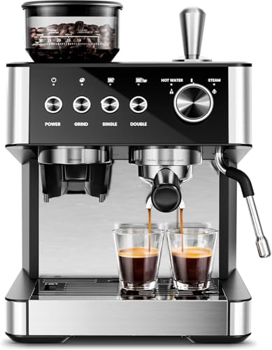 Kismile 15 Bar Espresso Machines with Grinder, Professional Espresso Maker with Removable Water...