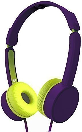 MAXROCK Kids Safe Over-Head Headphones with in-line Mic Volume Limiter Headbands 3.5mm Universal Jack Headsets (Purple)