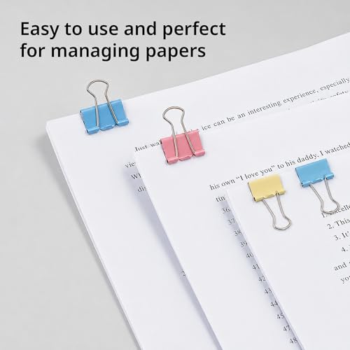 Image of Binder Clips Assorted Sizes-Multicolor | Made of Tempered Steel, Durable & Rust-Resistant | Perfect for Holding Loose Papers | Ideal for School, Office & Home (Pack of 42 Clips)