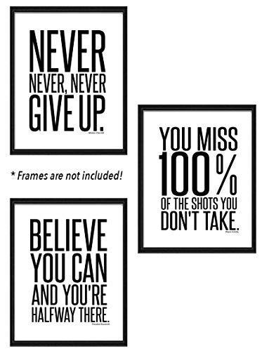 Inspirational Famous Quotes Home Wall Art Decor (3-Set) | 8x10 UNFRAMED Prints |