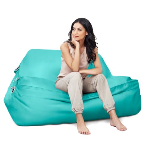 Aiire Puff Exterior de Lujo XXL - [180x140 cm] Puf Gigante con Relleno Incluido en Olefina Premium - Moderno Bean Bag para Piscina, Jardín o Terraza - Sofa de Suelo Interior o Exterior Turquesa