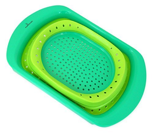 Culina Collapsible Over the Sink Colander, Green, 16-inch x 11-inch by Culina