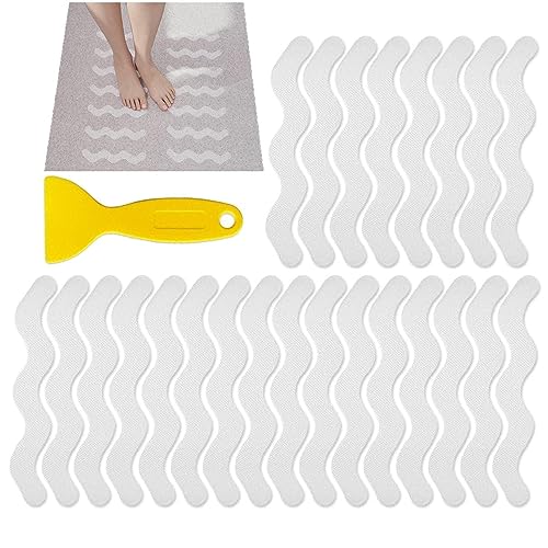 Bathtub Non Slip Stickers 24pcs/Set Safety Shower Non Slip Adhesive Strips Treads for Bathroom Floor Pools Shower Stairs