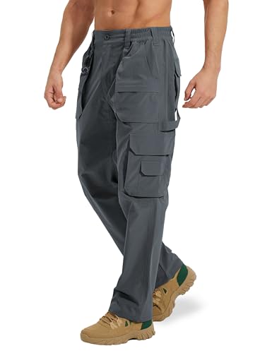 MOURCE Men's Work Utility & Safety Pants - Waterproof Ripstop Tactical Cargo Pants for Men, Grey