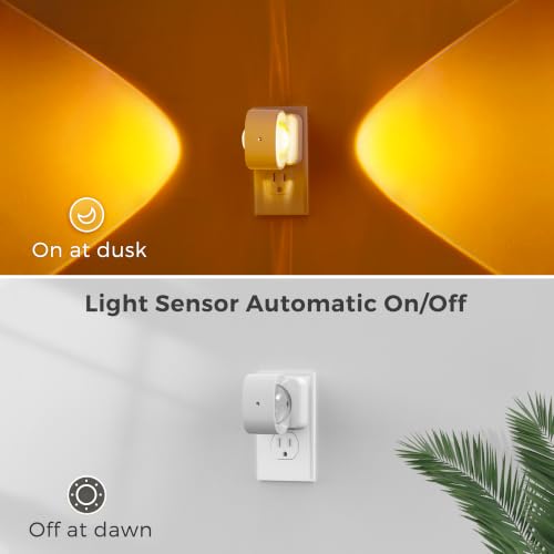 Image of L LOHAS LED Night Light Projector, Night Lights Plug into Wall, 2000K /3000K /5000K Adjustable Color Temperature Nightlight, Rotating White Nightlight with Light Sensor for Bathroom, Hallway, 1 Pack