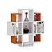 HOMIDEA BLOOM - Scaffale da parete – Mensola da parete - Libreria - Scaffale decorativo per soggiorno design moderno ( Bianco / Arrancione )