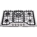 Hotfield 30 Inch Gas Cooktop Stainless Steel 5 Burners Stovetop Dual Fuel Gas Hob NG/LPG Convertible Gas Cooktop HF57042 Stainless Steel