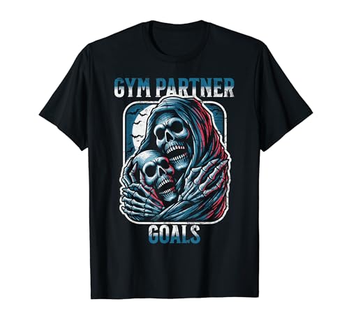 Divertido Halloween Gimnasio Partner Goals Fitness Buddy Leg Spotter Camiseta