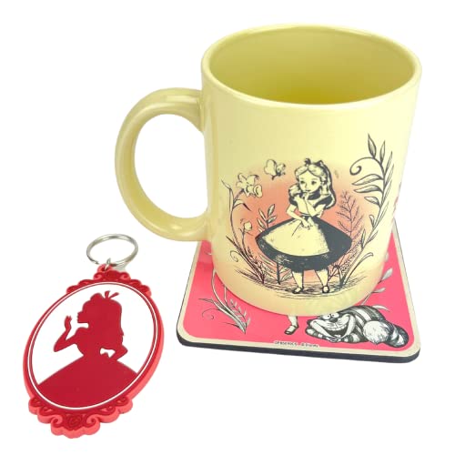 Alice in Wonderland Gift Set including Mug, Coaster and Keyring in Presentation Gift Box (Vintage Design) 11oz Ceramic Mug - Image 2