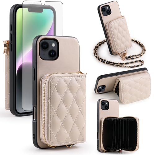 Étui iPhone 15 porte-carte fermeture éclair protection verre trempé