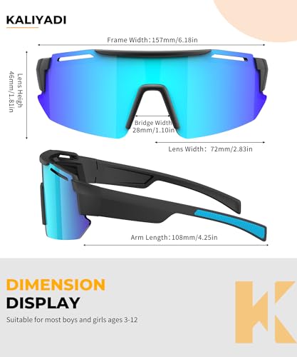 KALIYADI Polarized Youth Baseball Sunglasses: Kids Sunglasses for Boys Girls Sports Cycling Running Age 3-12 UV400 Protection3