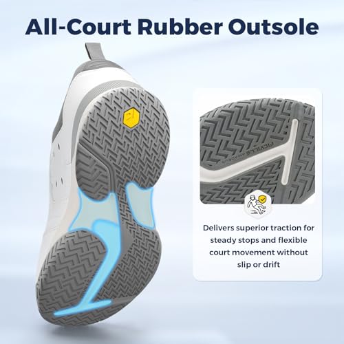 Image of FitVille Men's Wide Pickleball Shoes Non-Slip Court Tennis Sneakers for Men | TPU Torsion Stability, Archcore Energy Return Insole, Wide Toe Box, EVA Cushion, Breathable Mesh, Ankle Support for All Court