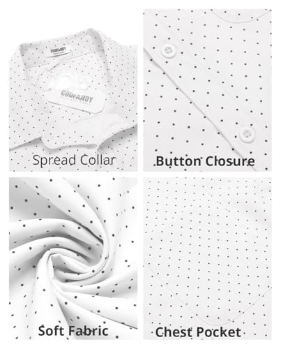 Image of COOFANDY Mens Short Sleeve Casual Button Down Shirts Summer Untucked Dress Shirts with Pocket