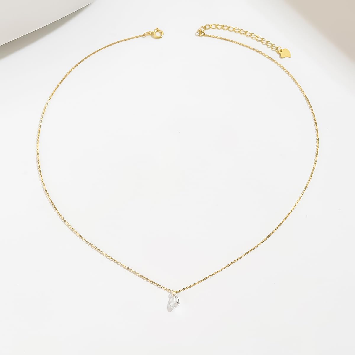 Teardrop Diamond Necklace for Women,925 Sterling Silver CZ Waterdrop Choker Necklace to Daughter 14k Gold Plated Dainty Solitaire Water Droplets Charm Necklaces Wedding Jewelry Gifts for Brides - Image 6