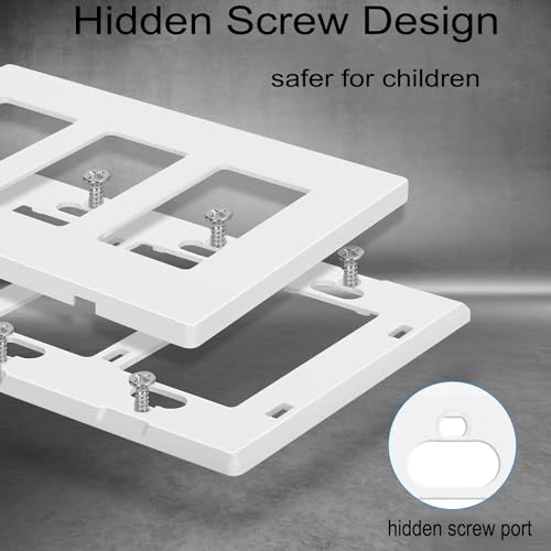 Image of Screwless Decorator Wall Plates 3-Gang Switch Outlet Electrical Cover Plate Unbreakable Thermoplastic Faceplate for Decorative Receptacle Outlet Switch, White (4 Pack)