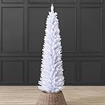 Christow White Pencil Christmas Tree 6ft, Artificial Slim Spruce, Modern Indoor Xmas Decoration, Lifelike Forked Branches with PVC Needles, Easy Assembly with Stand, Tip Count 321 (skirt not included)
