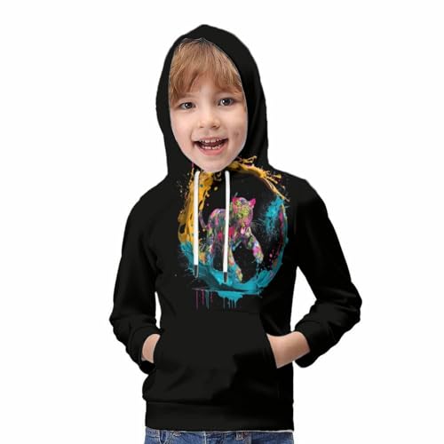 Sweat à capuche imprimé 3D tigre pull confortable enfant 6-15 ans - 5