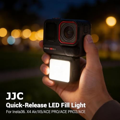 Image of JJC LED Light for Insta360 Ace Pro 2 Accessories, Magnetic Auxiliary Fill Light Attachment, Rechargeable IPX5 Waterproof Mini Video Light, for Selfie Vlog Recording Lightweight