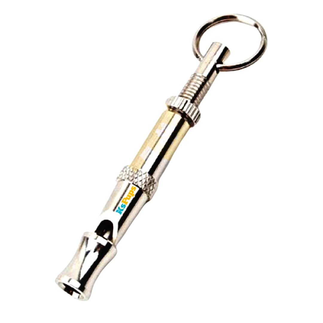 KsPups 2-Tone Flute Stop Barking Ultrasonic Sound Repeller I Cat Training eychain Dog Whistle I Silver I 1-PCS 1