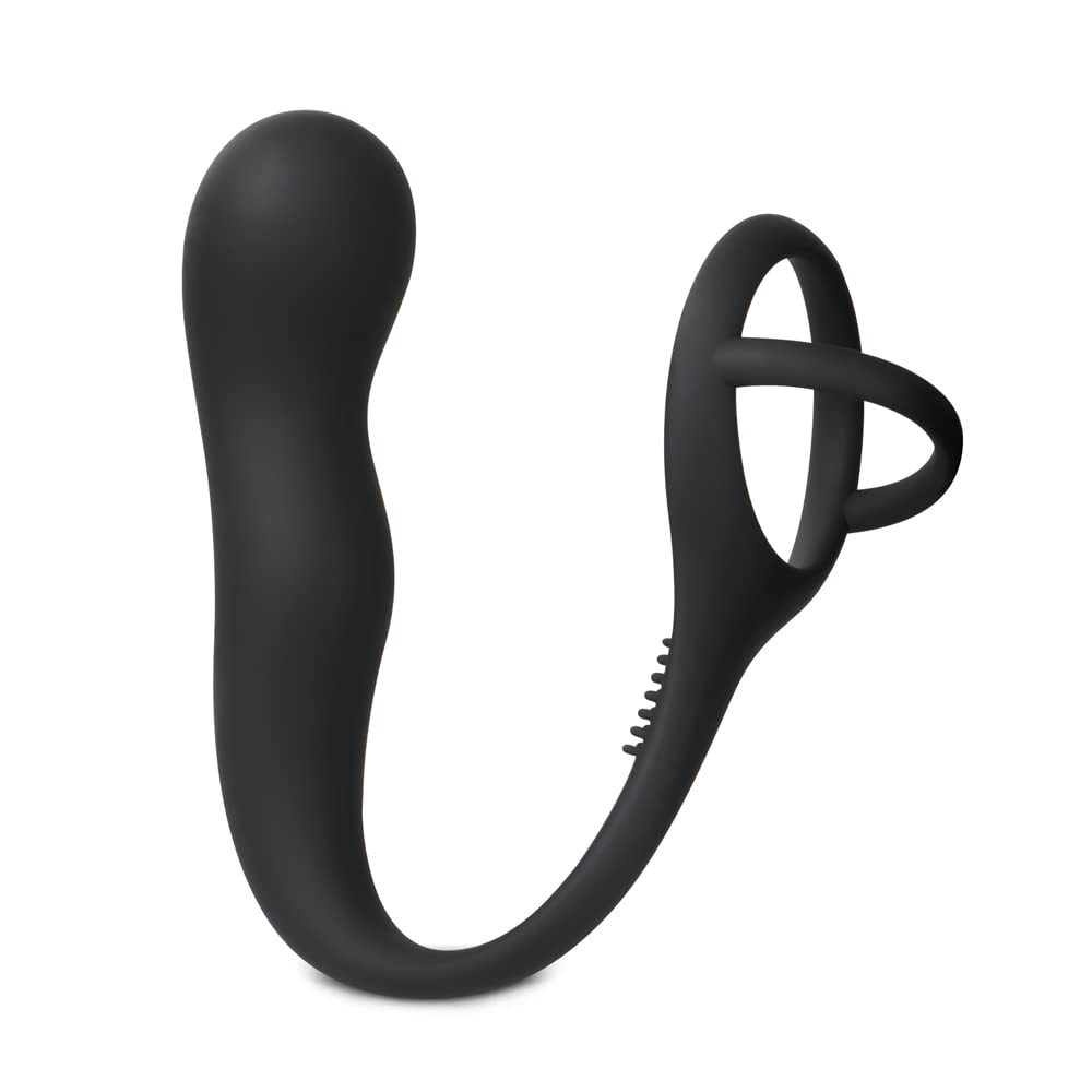 BeHorny Prostate Massager Butt Plug Anal Toy with Cock Ring, Black