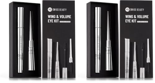 Image of SWISS BEAUTY Liquid Metallic Wing & Volume Kit | Mascara + Eyeliner | Water-Resistant | Quick-Drying | Long-Lasting | 12.5g (Pack of 2)