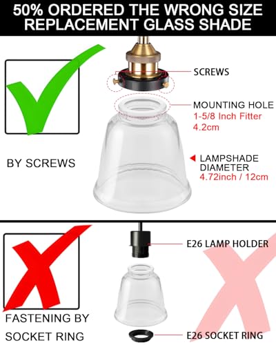 Image of Modern Clear Glass Lampshade 4 Pack,2-1 /8 inch Fitter, 4-5 /8 inch Diameter ,4-1 /2 inch Height, Replacement Lampshades For Ceiling Fans With Lights,For Living Room Bedroom Kitchen (Clear Glass(A))