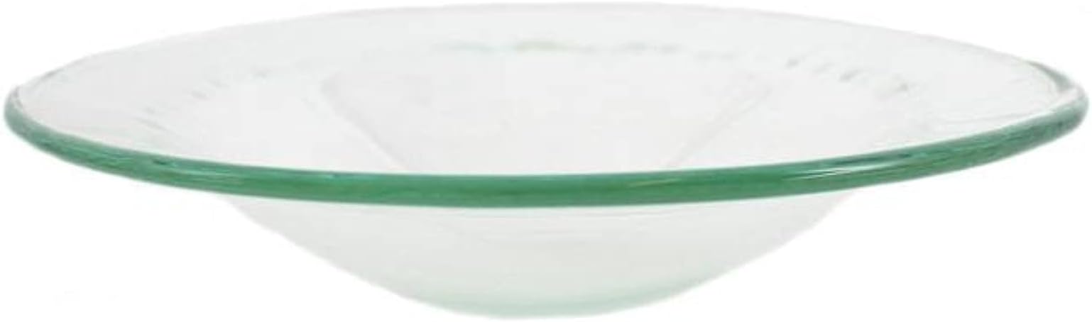 Magical Gift Store Premium White & Green Spare Glass Dish for Oil Burners - 2.4cm x 11.5cm (1 Pc) Universal Fit, Durable & Heat-Resistant Glass - Perfect for Home & Office