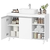 【Confortable et pratique】Les étagères situées derrière la porte ainsi que les niches ouvertes sont réglables sur trois hauteurs distinctes, offrant ainsi un espace de rangement généreux pour tous vos produits de soin, quelle que soit leur taille. Des pieds réglables garantissent une stabilité optimale et s’adaptent facilement à tous les types de sol. Le kit anti-basculement fourni évite tout risque de renversement, assurant un meuble parfaitement stable et sécurisé pour plus de tranquillité et de commodité au quotidien