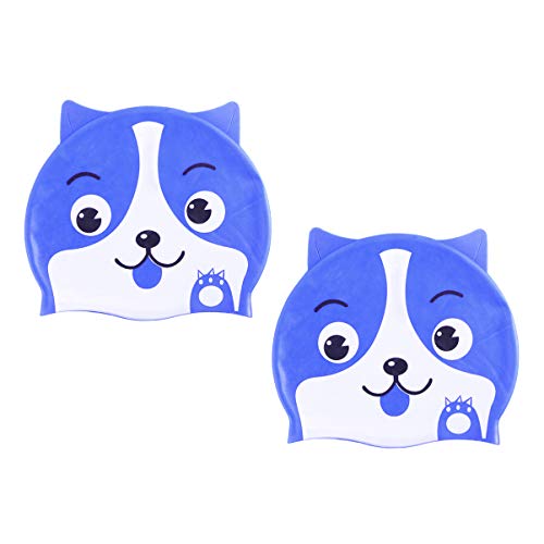 BESPORTBLE 2 Stück Badekappen Silikon Niedlichen Unisex Cartoon Hund wasserdichte Badekappen Badehut für Mädchen Kinder Jungen