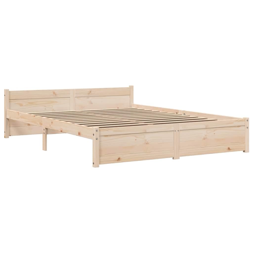 vidaXL Estructura de Cama Madera Maciza Doble Pequeña Somier Dormitorio Base Habitación Muebles Mobiliario Hogar Cuarto Descanso 135x190 cm