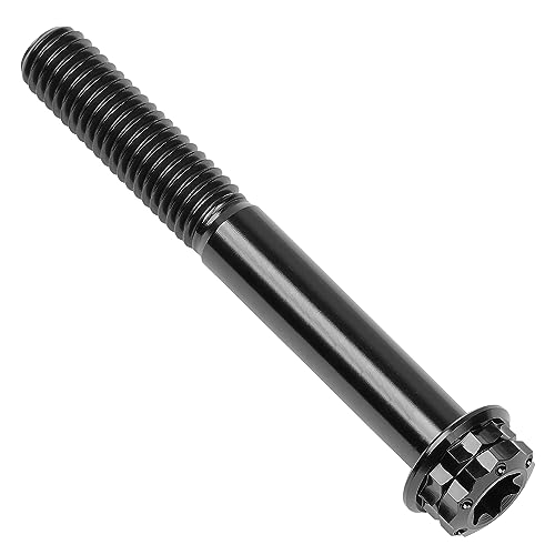 Image of Titanium Flange 12 Point Head M8 x15 20 25 30 35 40 45 50 55 60 65 80mm Screw Bolt Pack of 4 (Black, M8x80mm)