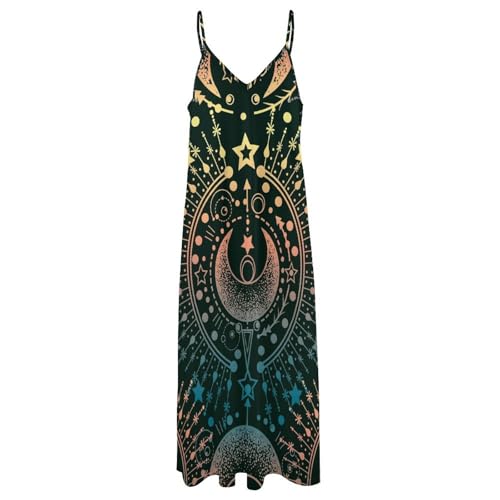 Robe maxi sans manches Étoiles Lunaires coupe fluide été