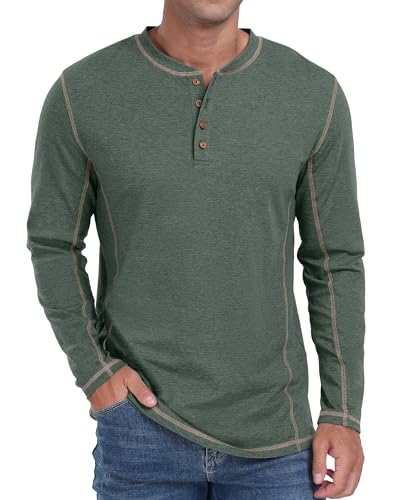 Sailwind Men's Henley Shirts Long Sleeve Casual Classic Tee Cotton Button Henley Maverick T-Shirts