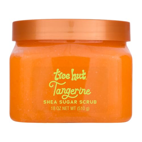 Tree Hut Tangerine Shea Sugar Scrub, Exfoliating, Hydrating & Moisturizing Body Scrub with Shea Butter & Nourishing Essential Oils, Smooth & Soften Skin, 18 oz