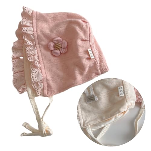 Stylish Infant Hat with Lace Edges Soft & Breathable Lace Trimmed Baby Bonnet Flower/Rabbit for Photoshoots & Parties Beige, rabbit12