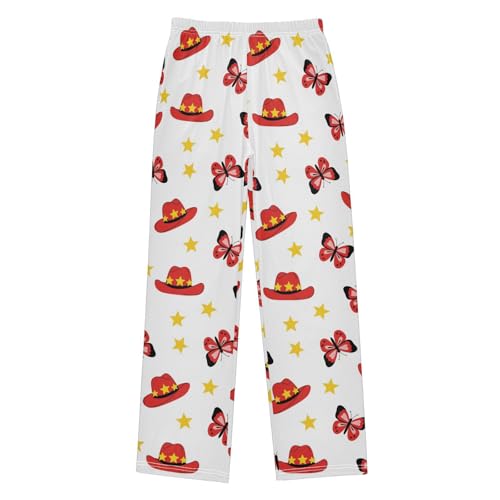 J JOYSAY Western Cowboy Hat Butterfly Pajamas Pants Soft Long Pajama Bottoms Lounge Sleep Pants Size S-XL