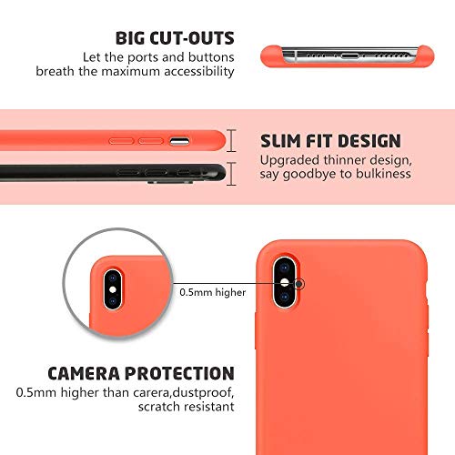 Image of REALCASE iPhone Xs Case Cover, Liquid Silicone Gel Rubber Shockproof Case Soft Microfiber Cloth Lining Cushion Cover for iPhone Xs (S Orange)