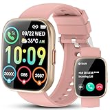 Smartwatch Herren Damen, 1,85" HD Touchscreen Smart Watch mit Telefonieren, 112 Sportmodi Fitnessuhren mit Herzfrequenzmonitor/Schlafmonitor/Schrittzähler, IP68 Sportuhren für Android iOS, Rosa
