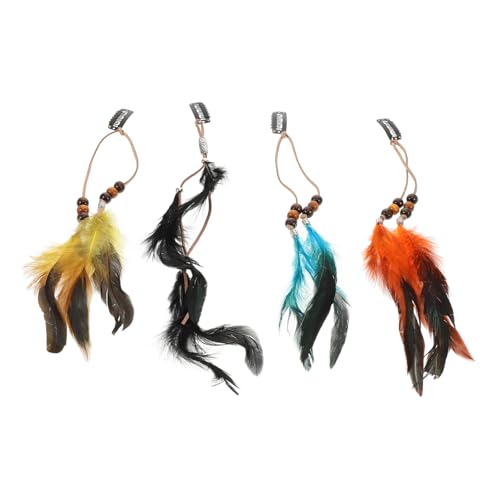 ノーブランド品 ボヘミアンスタイルの羽根付き タッセルヘアピン 女性用 ヘアアクセサリー ヴィンテージデザイン 日常使いに 4個