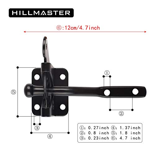 Hillmaster Wooden Gate Hardware Set Kit With Self-Locking Gate Latch, 2 Pack 6In T-Starp Gate Hinges, Vintage Decorative Gate Door Pull Handle For Wooden Vinyl Fence, Black Finish #TOP3